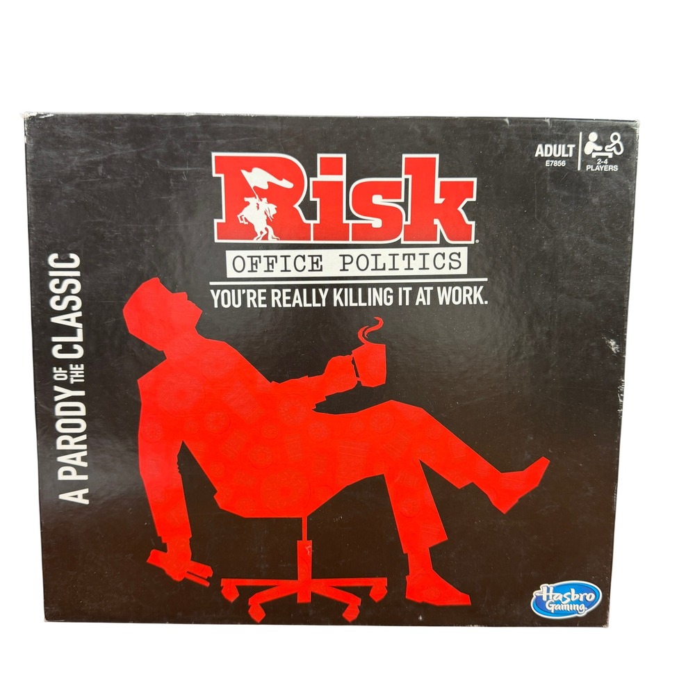 Hasbro Risk Office Politics Board Game, Black Red Adult Parody Strategy E7856